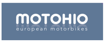 Motohio European Motorbikes logo with grey blue background